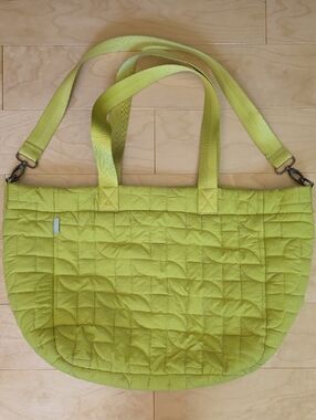 Figs Lime Quilted Tote with Detachable Strap